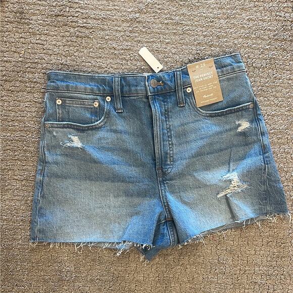 Madewell the Perfect Jean Short Fiore Wash Distressed 29 NWT